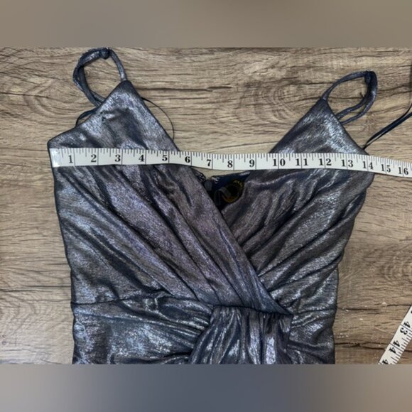 RAMY BROOKKade Metallic Ruched Gown In Spring Navy maxi dress size 2 - Picture 5 of 9